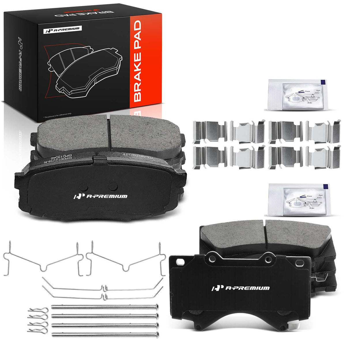 A-Premium front pad packaging showing fitment and benefits