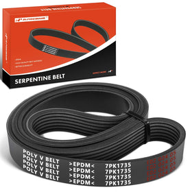A-Premium front view of serpentine belt package showing product branding and fitment