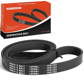 A-Premium front view of serpentine belt showing size and fitment, conveys compatibility
