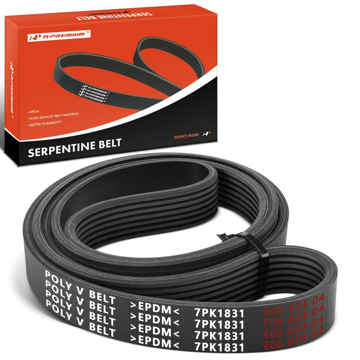 A-Premium front packaging of the serpentine belt showing brand and fitment - reliable replacement