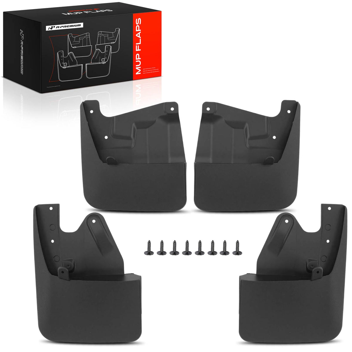 A-Premium front mud flap packaging showing fitment and benefits