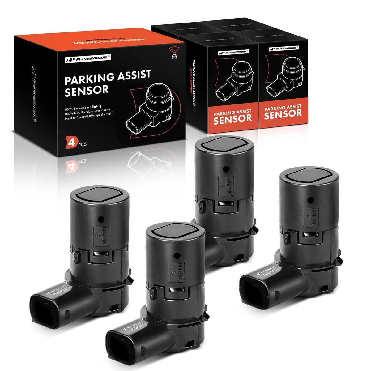 A-Premium front packaging showing four sensors and warranty benefit