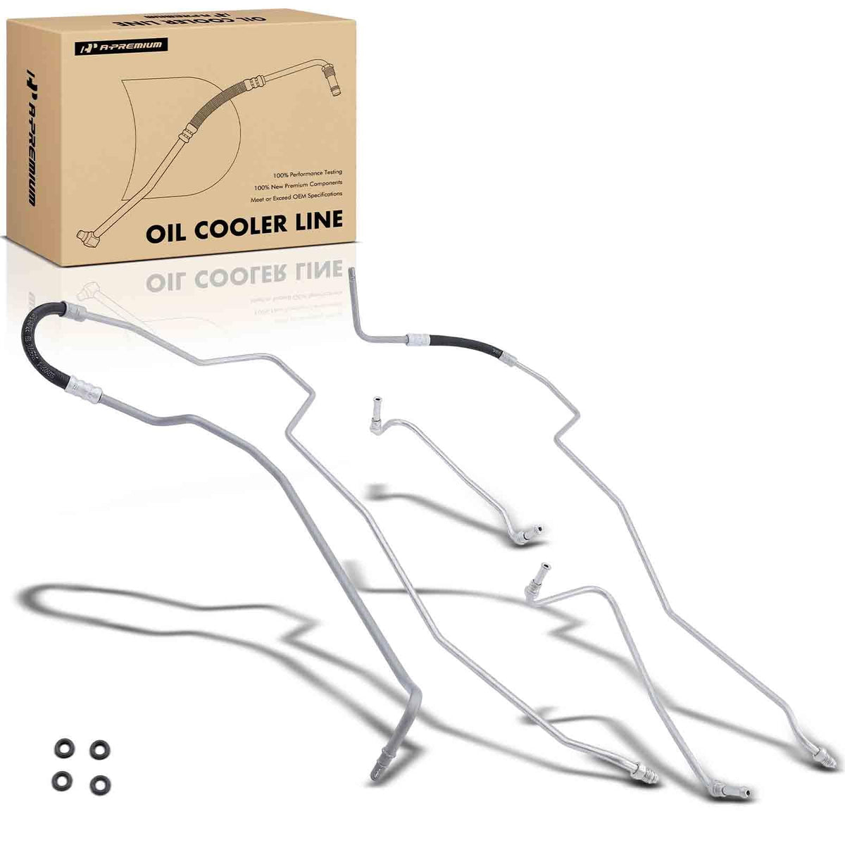 A-Premium front packaging showing included inlet and outlet hoses and warranty benefit
