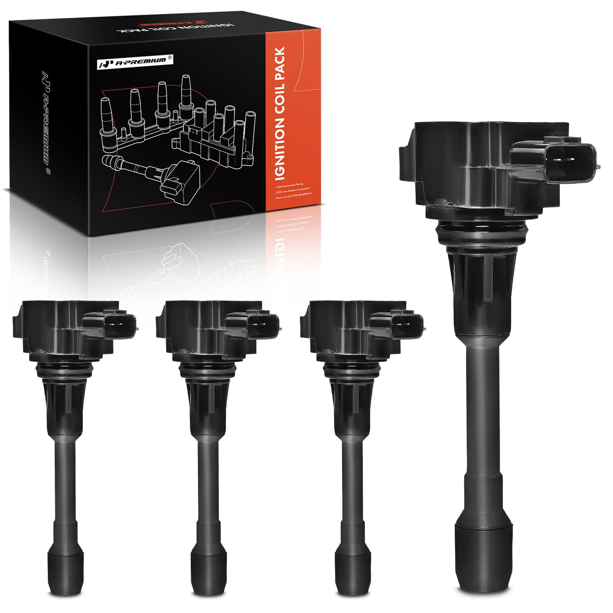 A-Premium front packaging showing four ignition coils and clear labeling for fitment