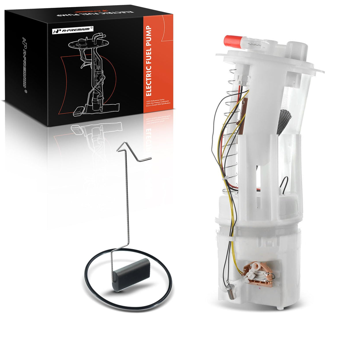 A-Premium front packaging showing boxed fuel pump assembly and part numbers for confident purchase