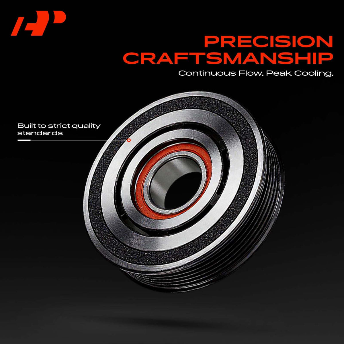 A-Premium front plate detail showing precise machining for proper compressor alignment