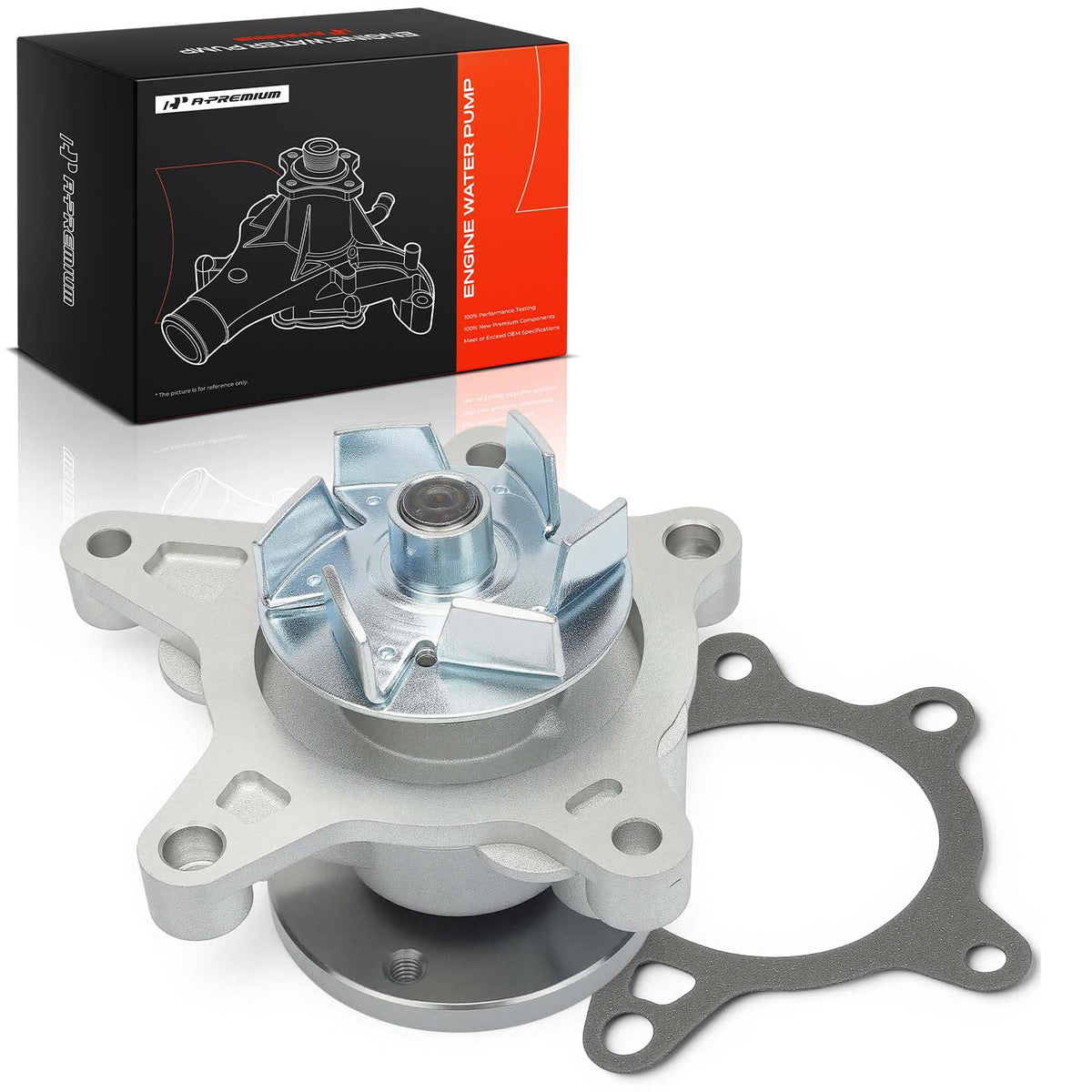 A-Premium front profile water pump showing clean casting and fitment benefit