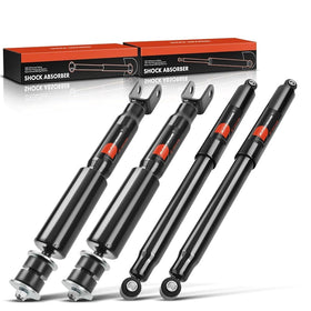 A-Premium front and rear shocks set in packaging showing parts and benefit of matched replacement