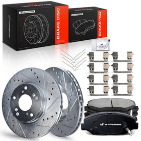 A-Premium packaging showing front rotor and ceramic pads, clear contents for quick verification