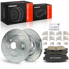A-Premium kit packaging showing complete front rotor and pad set for easy purchase