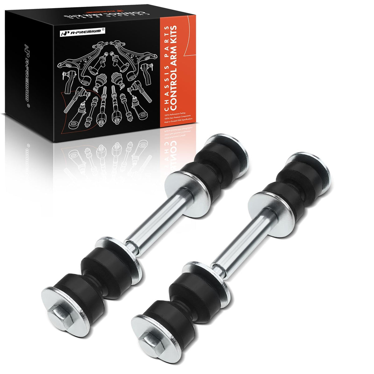 A-Premium front sway bar link front view showing robust fit and stable steering