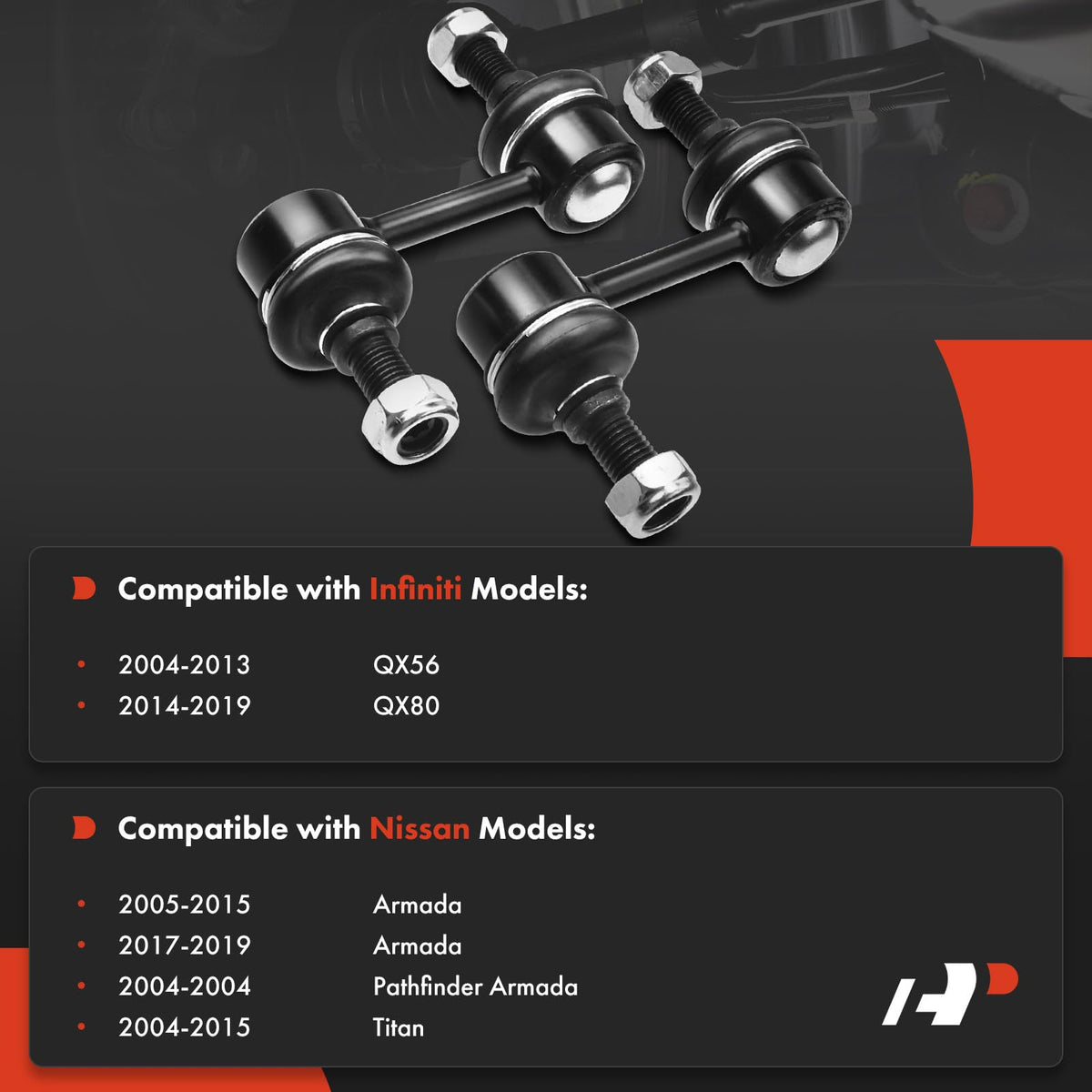 A-Premium front sway bar link front view highlighting fitment and solid construction for stability