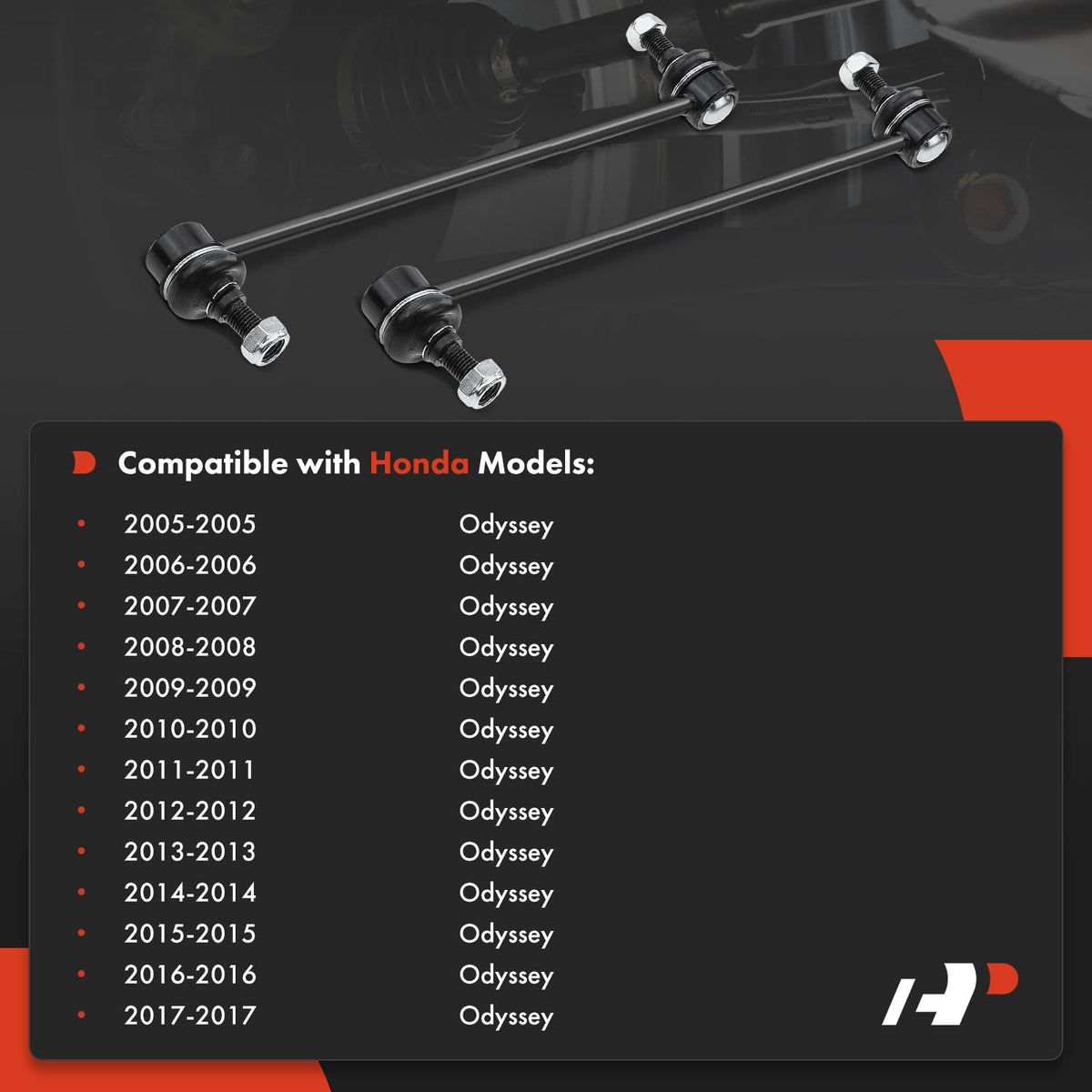 A-Premium front sway bar link side profile showing durable steel shaft