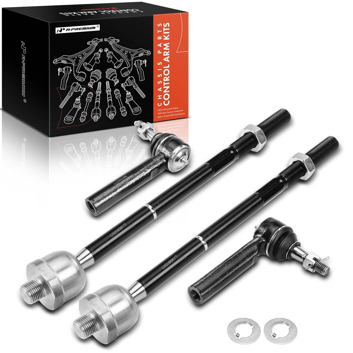 A-Premium front tie rod assembly front packaging showing fitment benefits