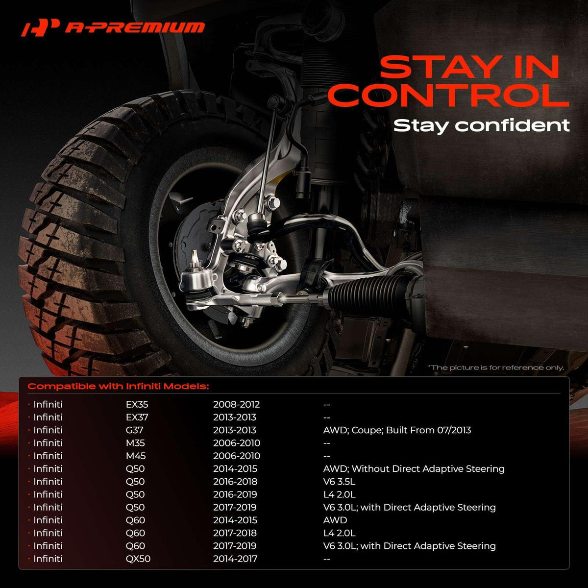 A-Premium inner tie rod close-up highlighting precise fit and durability