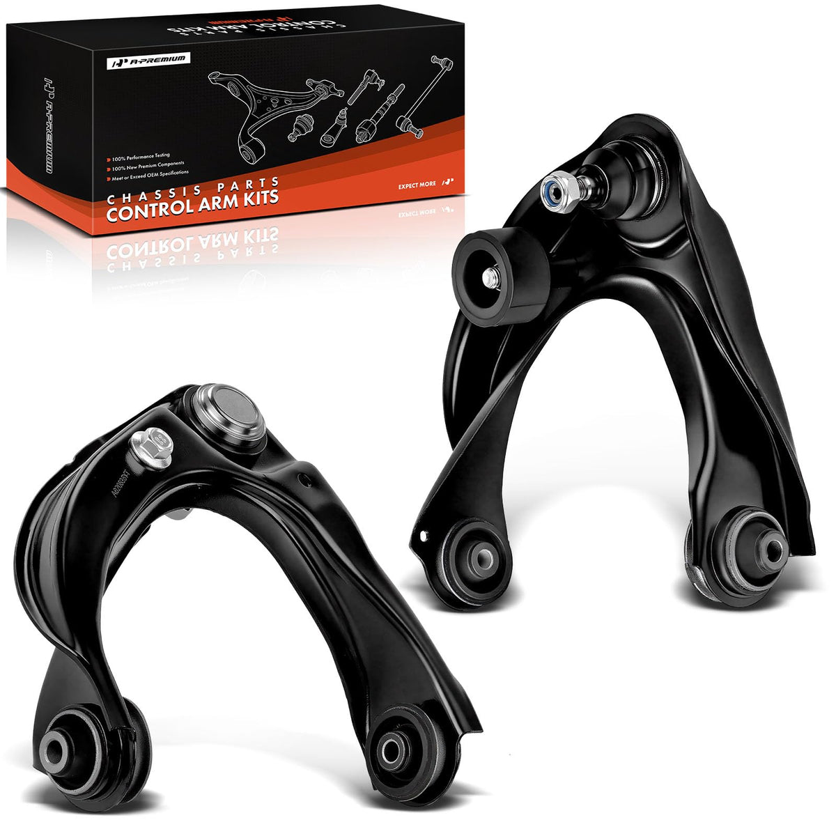 A-Premium front upper control arms packaging showing both arms and benefit of complete set