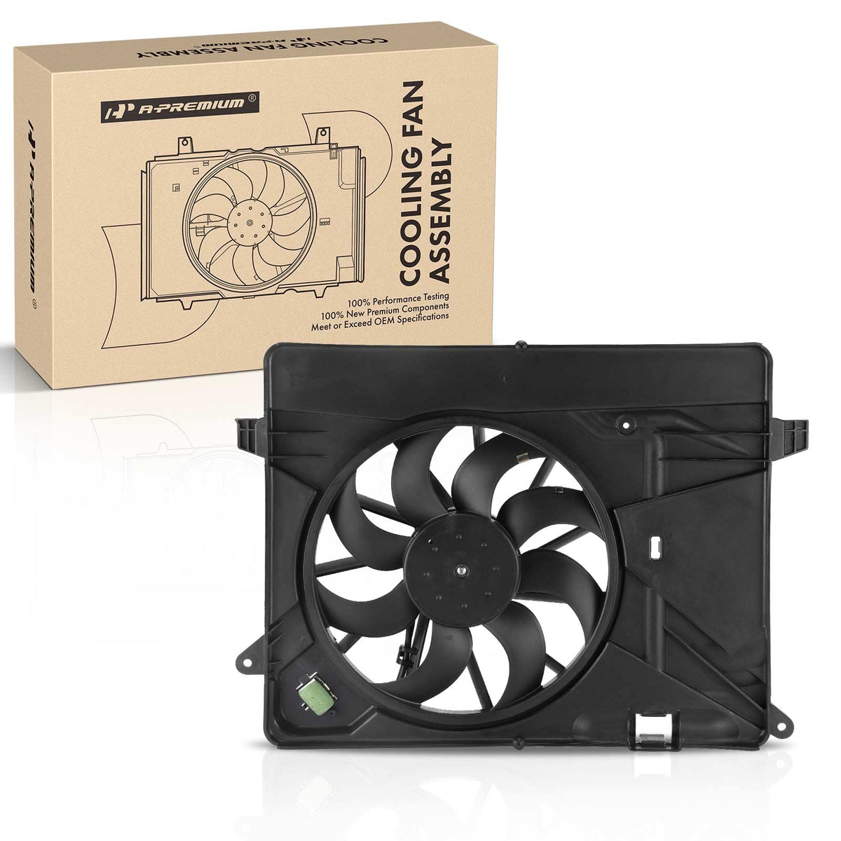 A-Premium front view assembly showing complete fan and shroud for exact fit