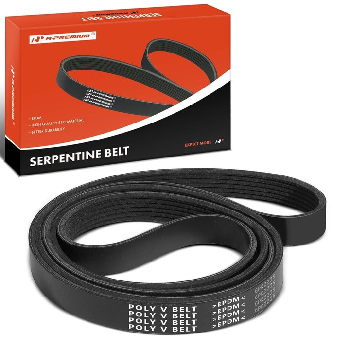 A-Premium front view of 6-rib belt showing fitment and compact profile for reliable replacement