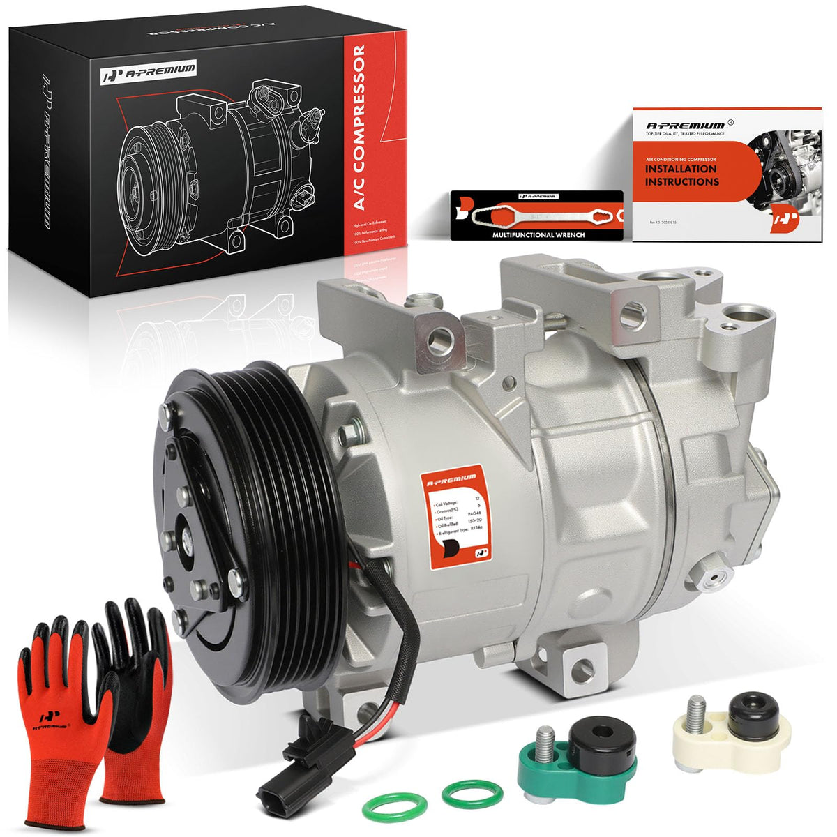 A-Premium front view of compressor showing mount points and compact design benefit