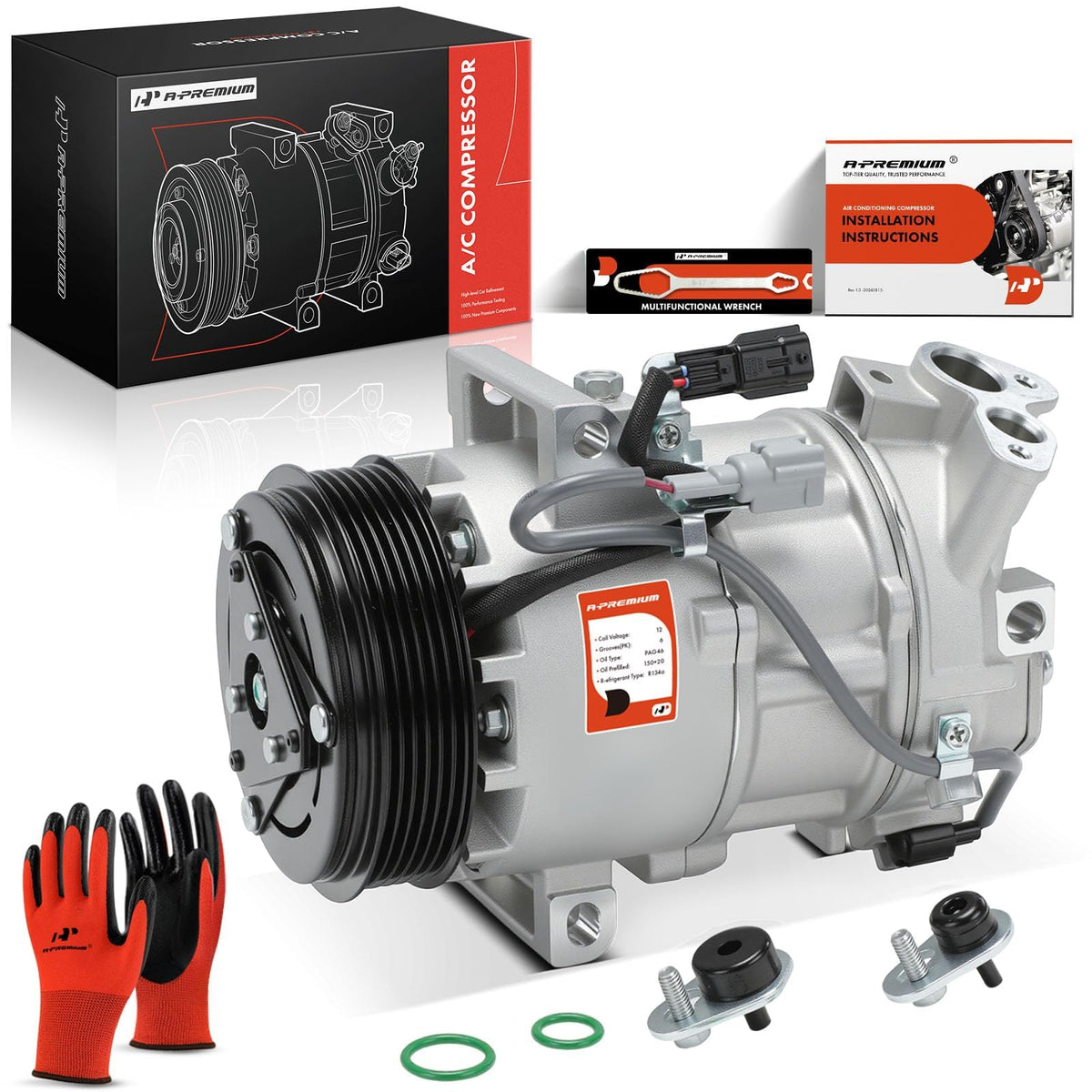 A-Premium front view compressor showing fit and mounting points for easy replacement