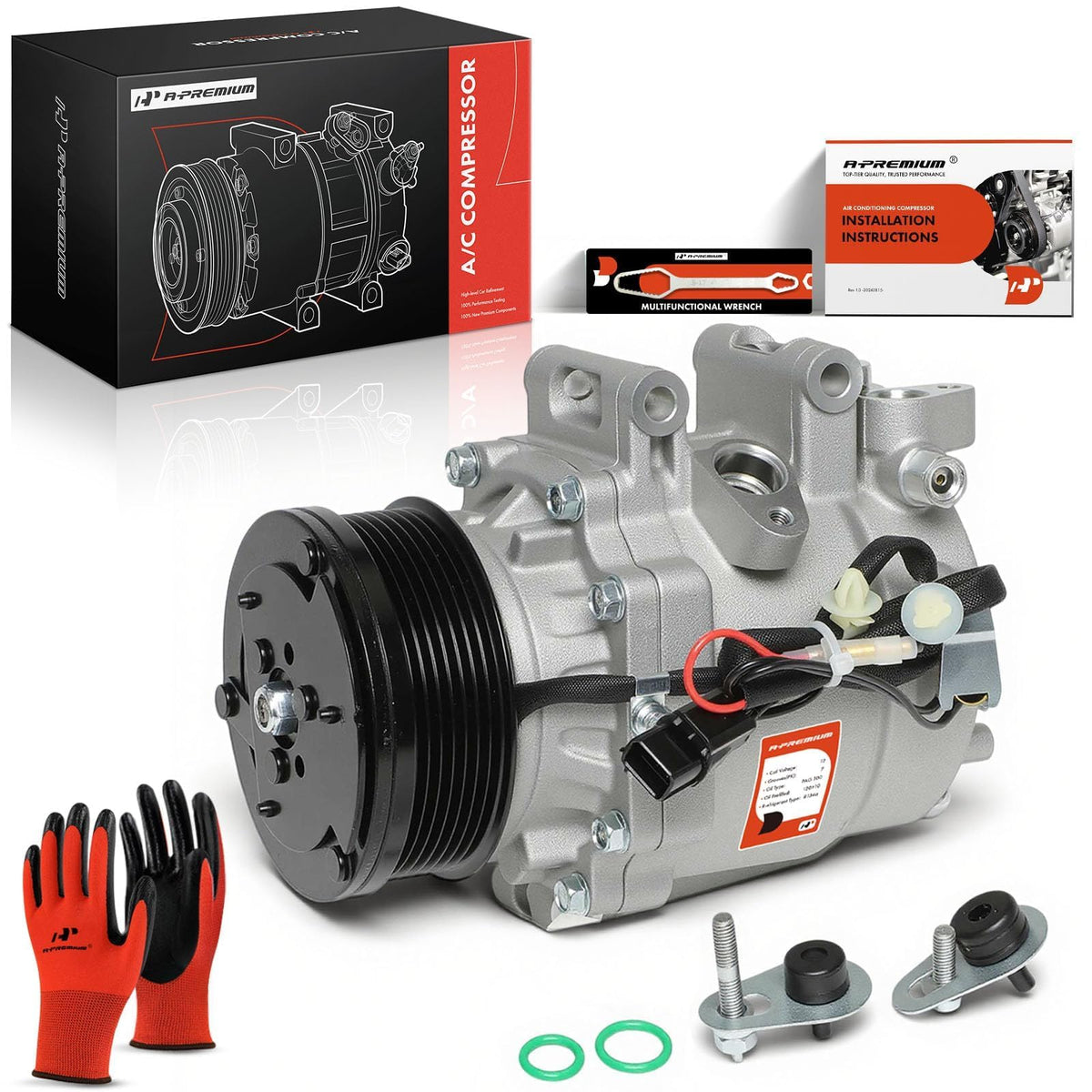 A-Premium compressor front view showing fit and benefit of OEM-style mounting