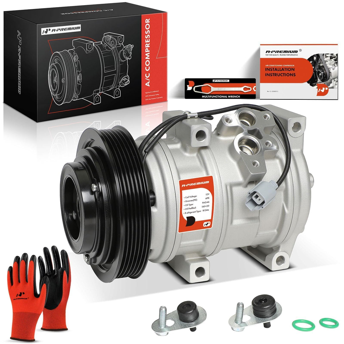 A-Premium front view compressor showing exact bolt-in fit and reliable replacement