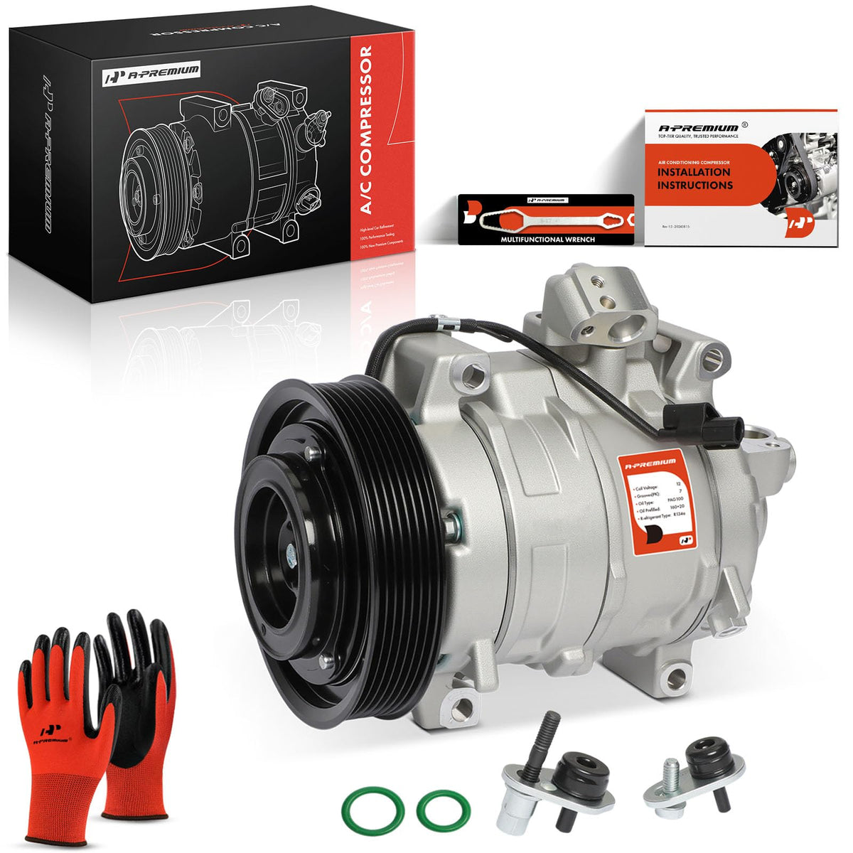 A-Premium front view compressor showing full assembly and easy replacement benefit