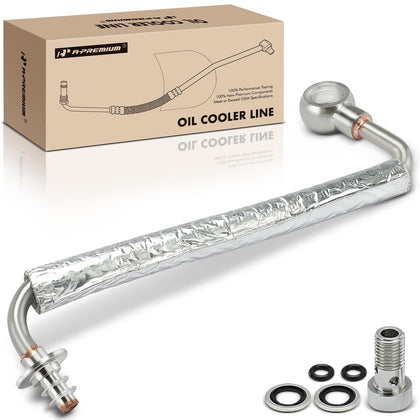 A-Premium front view of turbo oil feed line showing overall shape and fitment benefit