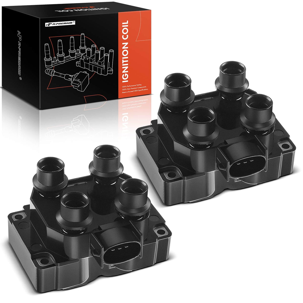 A-Premium front view of ignition coil pack showing fit and quality benefit