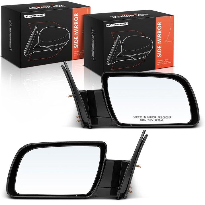 A-Premium front view of pair mirrors showing black finish and classic styling