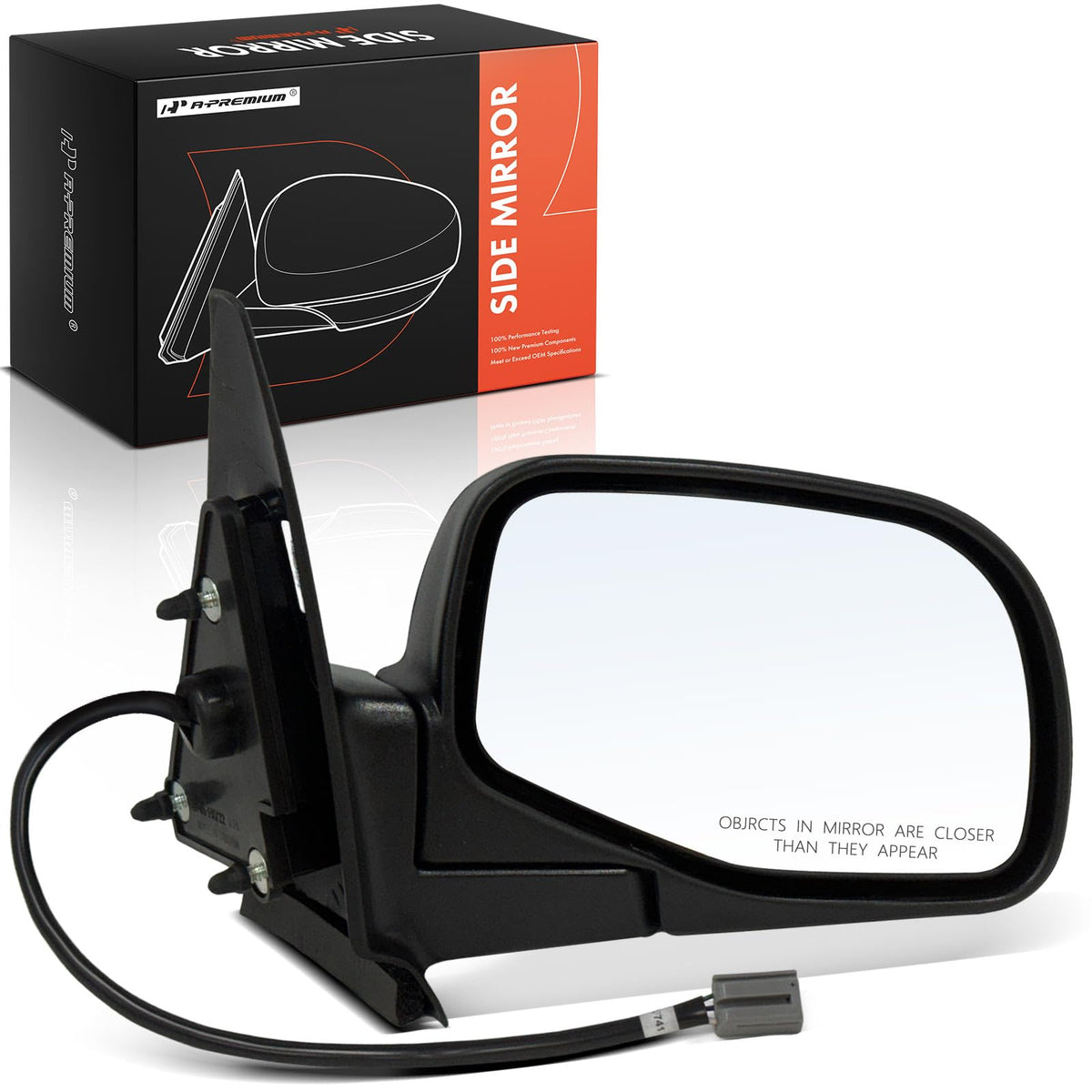 A-Premium front view passenger mirror showing complete assembly and fit