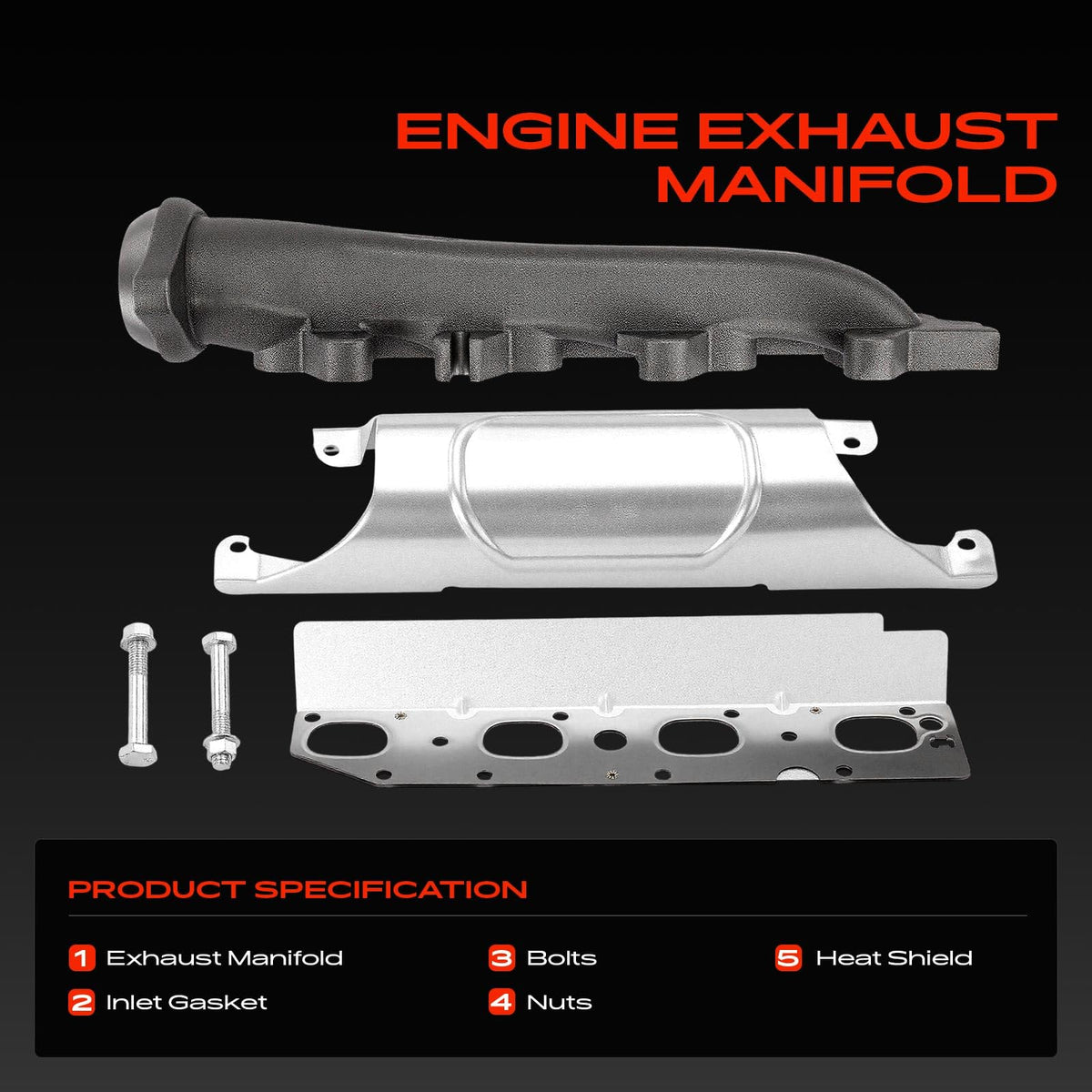 A-Premium gasket and hardware laid out for clear install convenience benefit