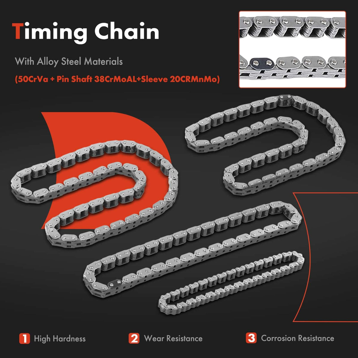 A-Premium guide rail detail demonstrating smooth surface for reduced chain friction