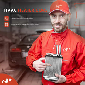 A-Premium heater core installed in a Dodge Ram HVAC housing showing fitment
