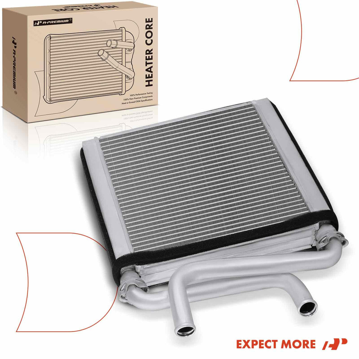 A-Premium heater core aluminum finish detail showing corrosion-resistant material