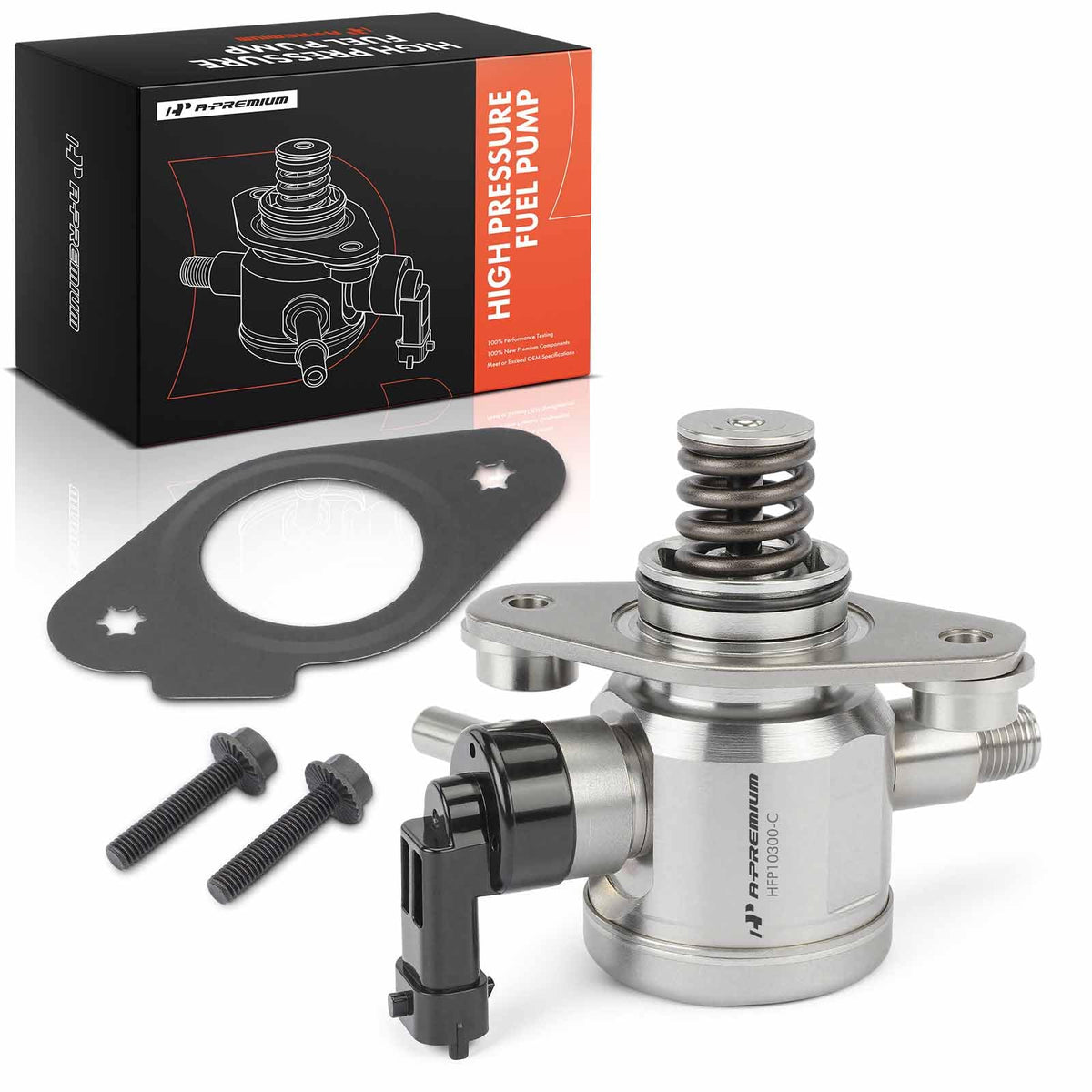 A-Premium front view of high pressure fuel pump showing complete assembly and fitment benefit