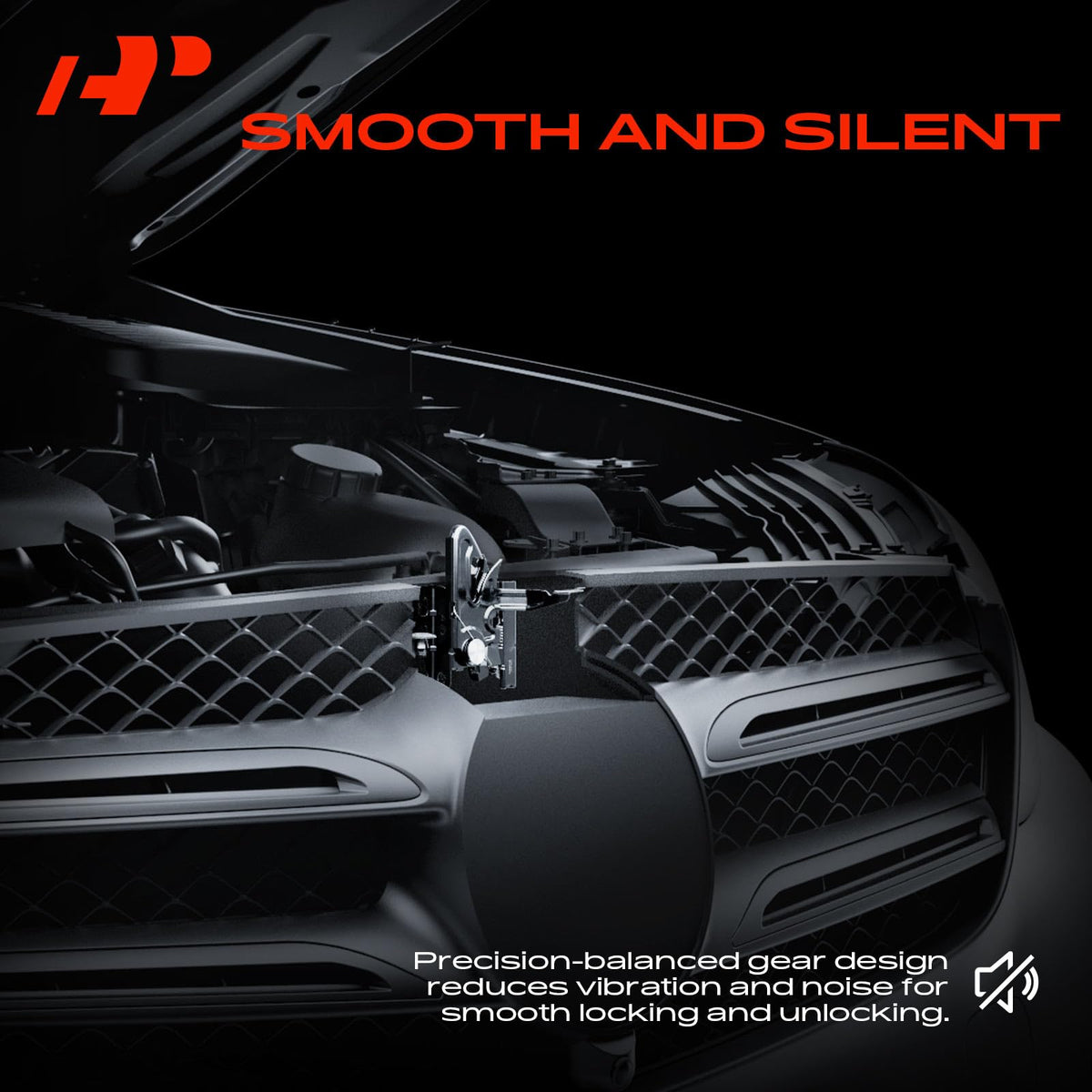 A-Premium hood latch installed under hood showing restored security benefit