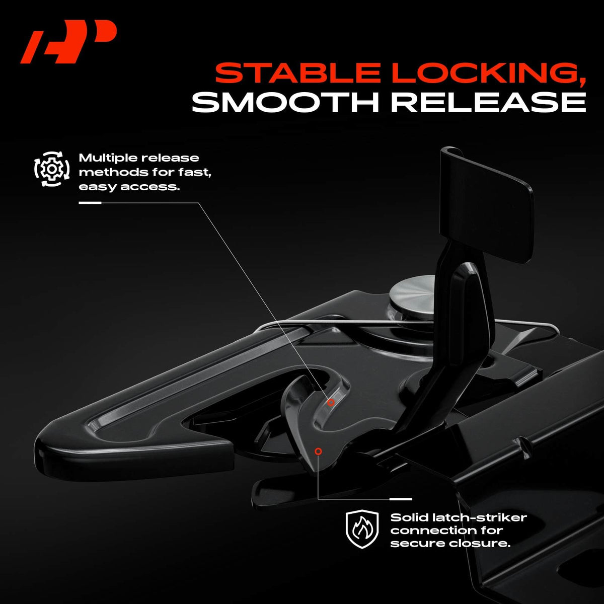 A-Premium latch beside ruler showing size for correct fitment benefit