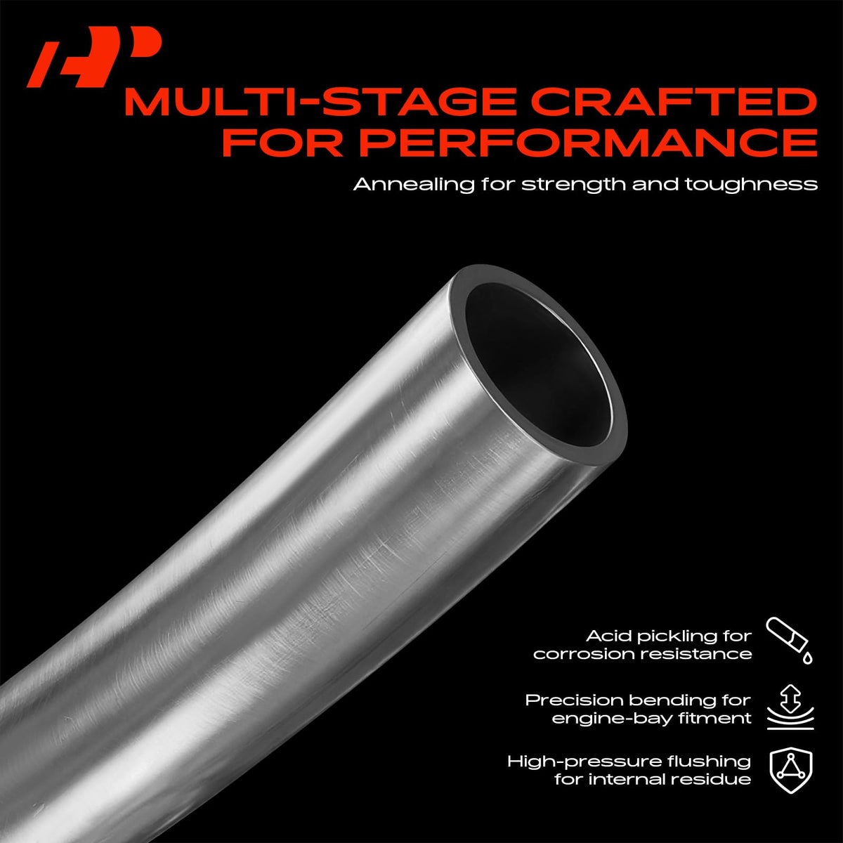 A-Premium hose bend demonstrating flexibility for easier installation and routing