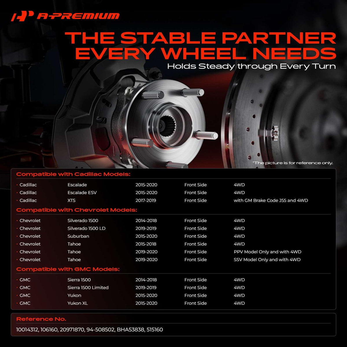 A-Premium hub assembly side profile highlighting heavy-duty construction
