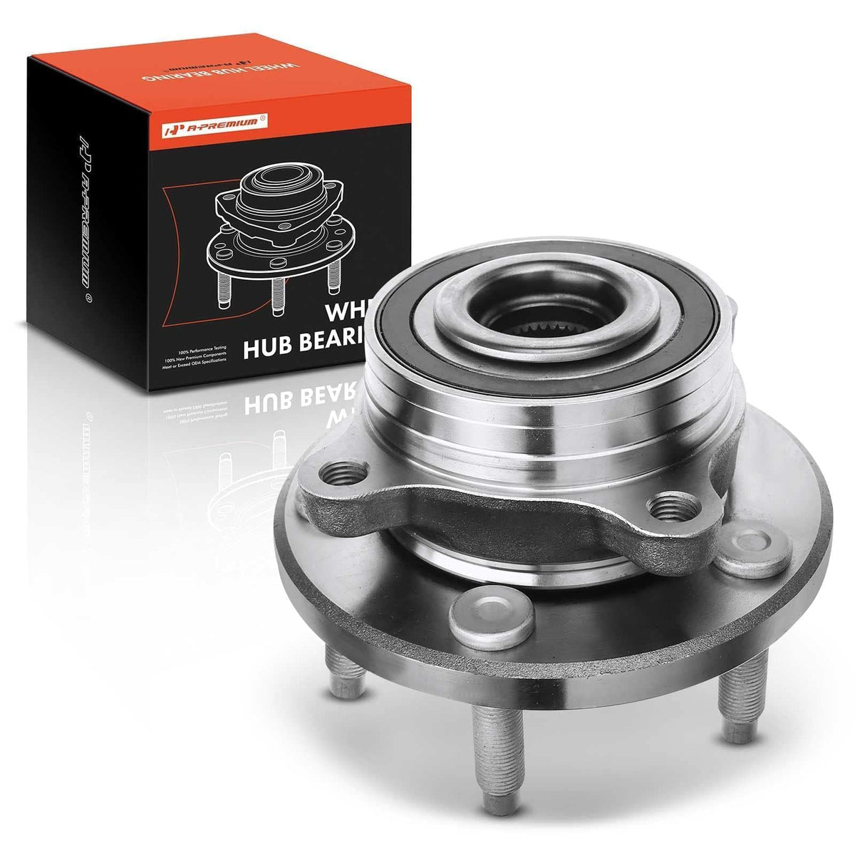 A-Premium hub front view showing five-lug pattern and secure wheel fit