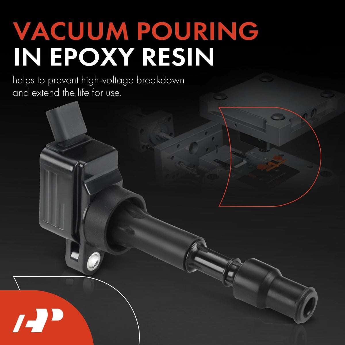 A-Premium ignition coil pin terminal closeup highlighting secure electrical connection