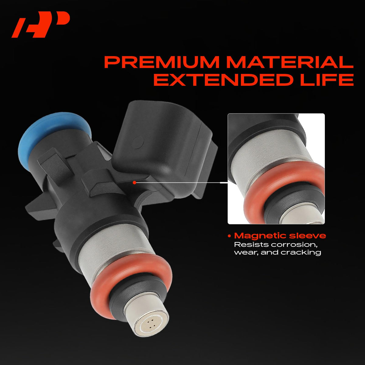 A-Premium injector side view showing blade connector for easy hookup