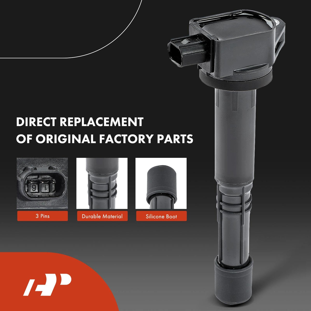 A-Premium coil installed on valve cover, demonstrating direct-fit engine replacement
