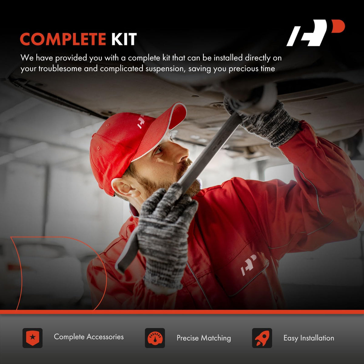 A-Premium installed control arm on vehicle front showing correct fitment benefit