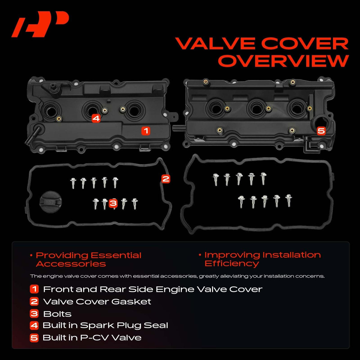A-Premium installed front valve cover in engine demonstrating neat fit and leak control
