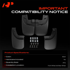 A-Premium installed front wheel guard blocking road spray and debris
