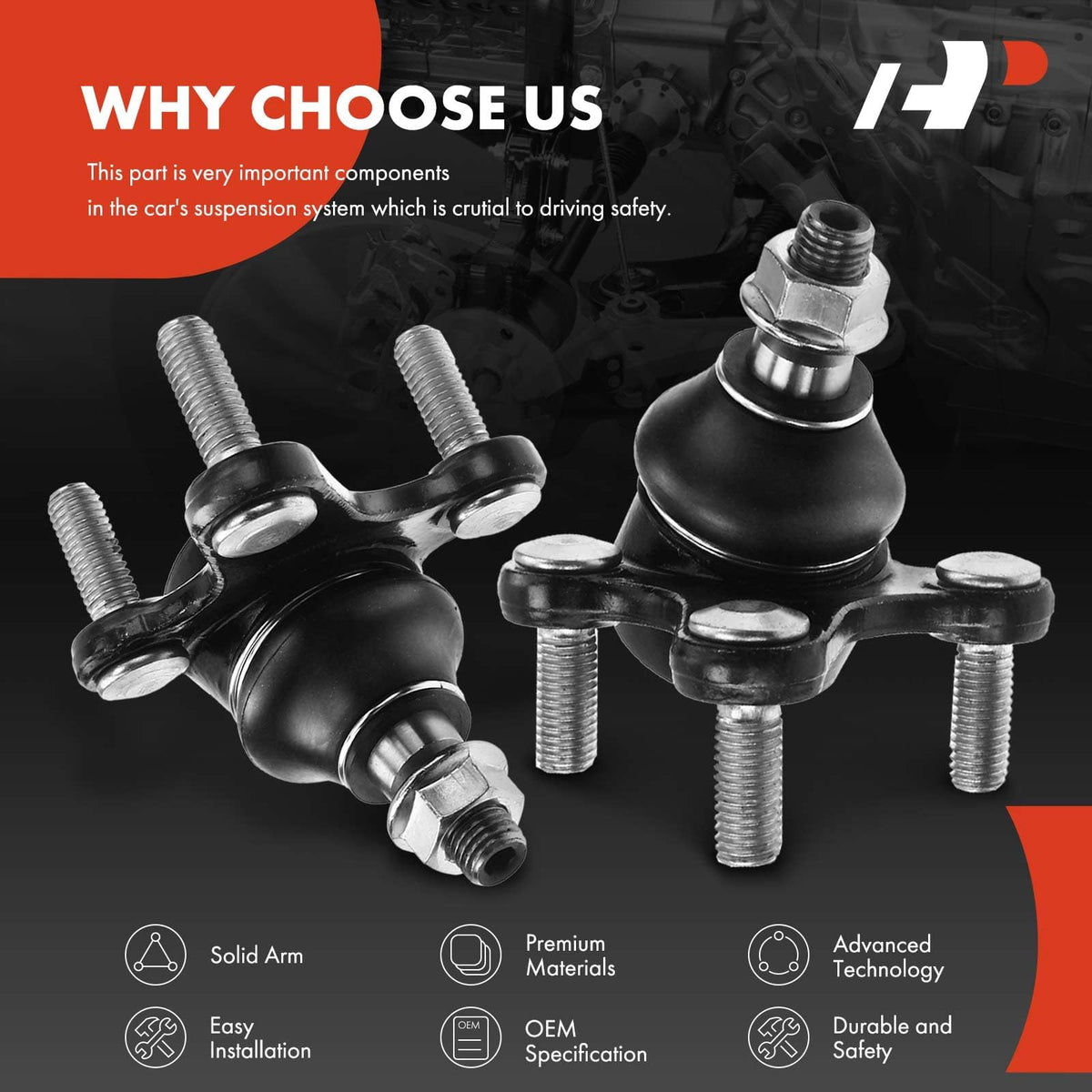 A-Premium ball joints installed on front suspension demonstrating restored steering stability