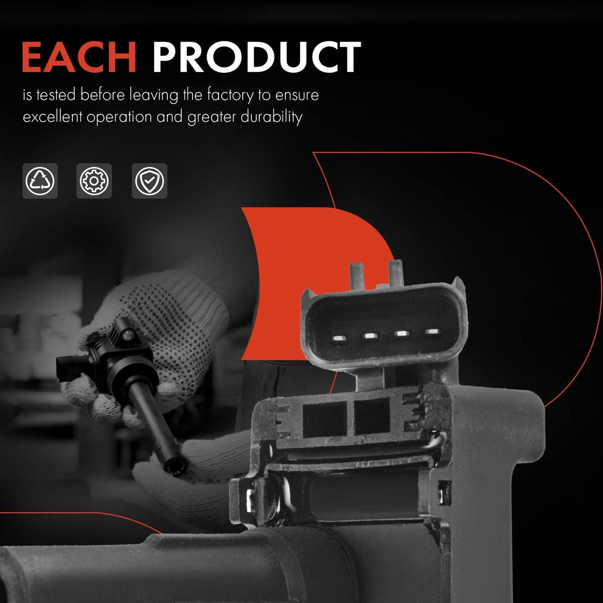 A-Premium ignition coil mounted on valve cover in an engine bay, quick direct fit