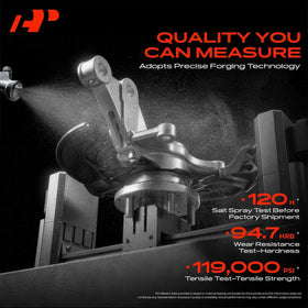 A-Premium installed on vehicle front right showing improved wheel alignment and safety